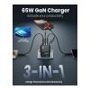 Moxedo Lite 65W GaN Charger Dual USB C Port And 1 USB A Port Fast Charging PD 3.0 With USB C To USB C 1.2 Meter Cable-32319-01
