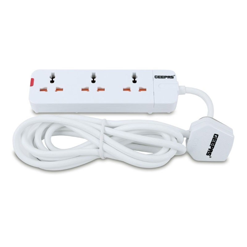 Geepas, Charge Multiple Devices With Child Safe, Extra Long Cord And Over Current Protected, 13A, 3 Way Extension Socket, GES58011-29562