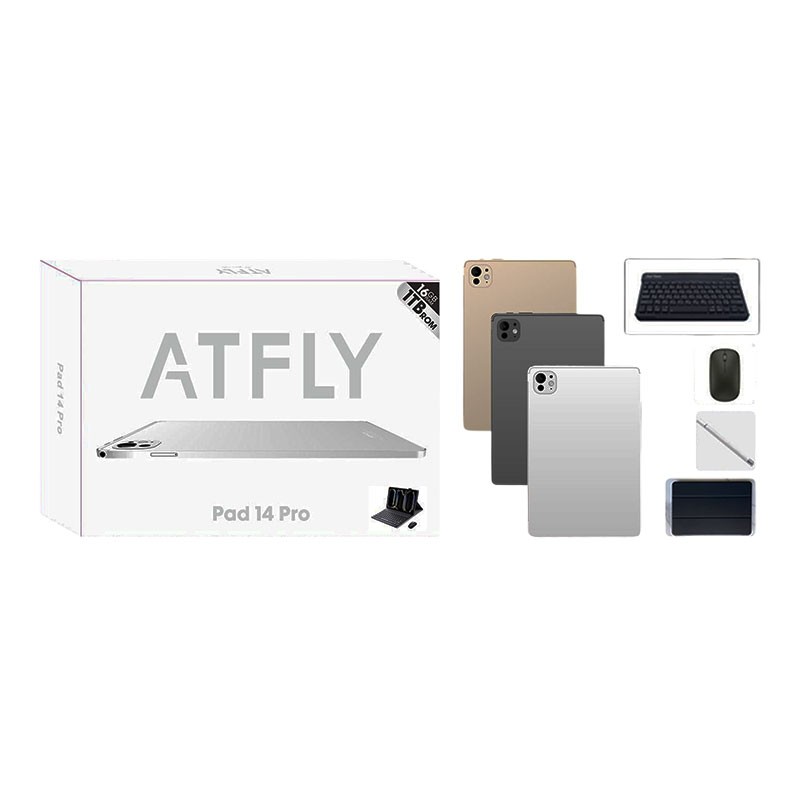 Atfly Pad 14 Pro, 16GB RAM, 1TB Storage, 5000mAh Battery, 10.1 FHD Incell Display, 13MP And 5MP Camera, Keyboard, Mouse, Tablet Cover, Android Tablet With Free Gifts-30396