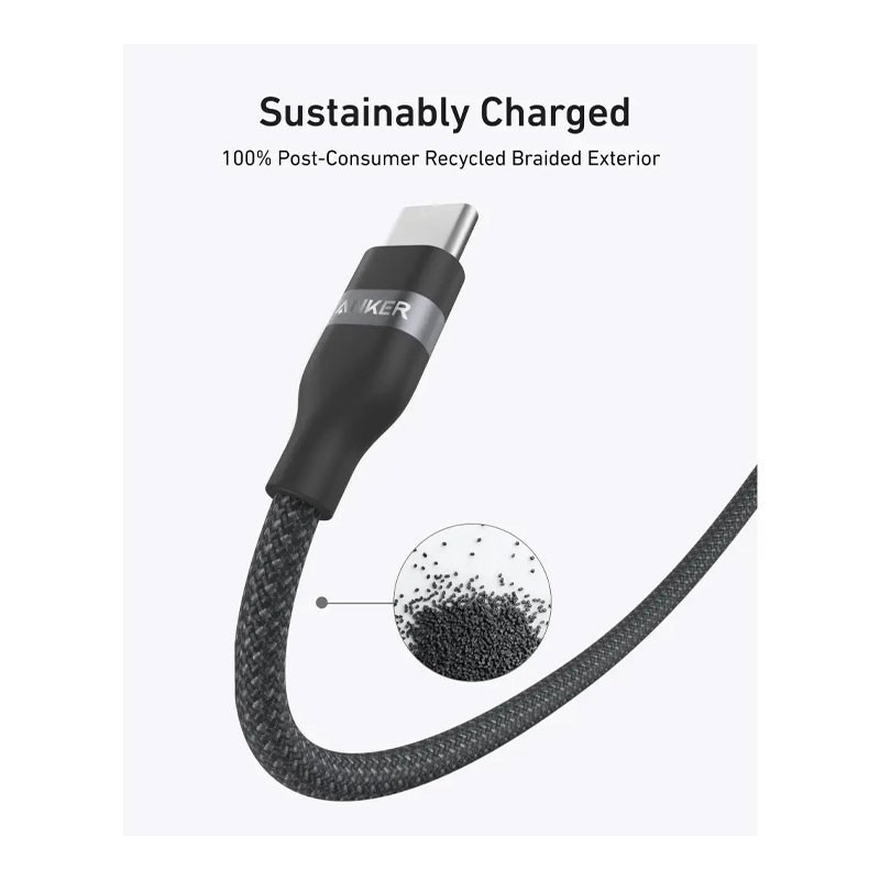 Anker USB C To USB C 240W Upcycled Braided 6ft Fast Charging Cable, Black, A82E2H12-29204