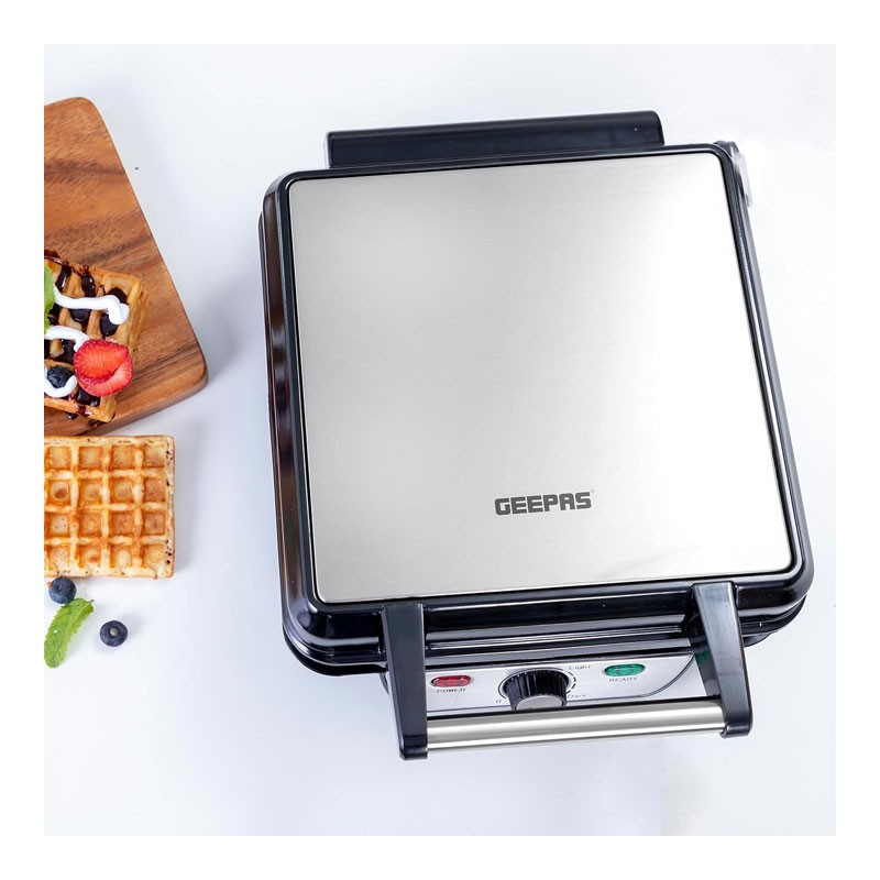 Geepas, 4 Slice Non Stick Electric Belgian Waffle Maker With Adjustable Temperature Control, 1100W Electric Waffle Maker, GWM5417 -32230
