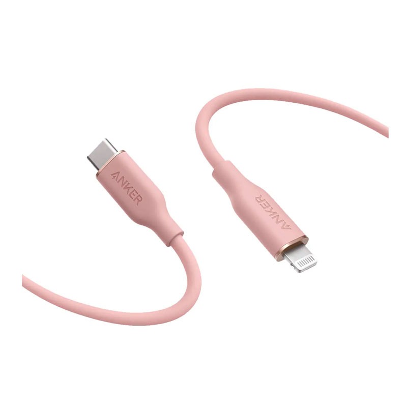 Anker Powerline 3 Flow, MFi Certified 6ft Type C to Lightning Cable, Pink, A8663H51-20891