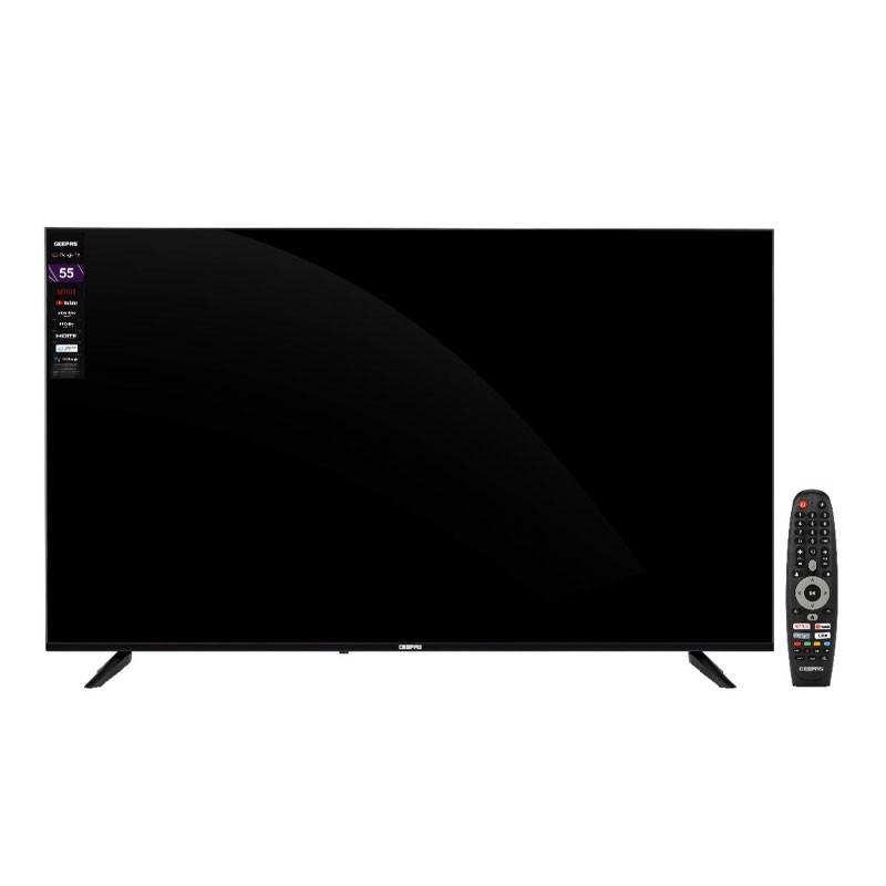 Geepas, Google TV, Dolby Audio, Built In Chromecast, Remote Control, HDMI And USB Ports, Licensed Contents And Pre Installed Apps, WiFi And Screen Sharing, 55 Inch Smart Ultra HD LED TV, GLED5506SGXHD-33570