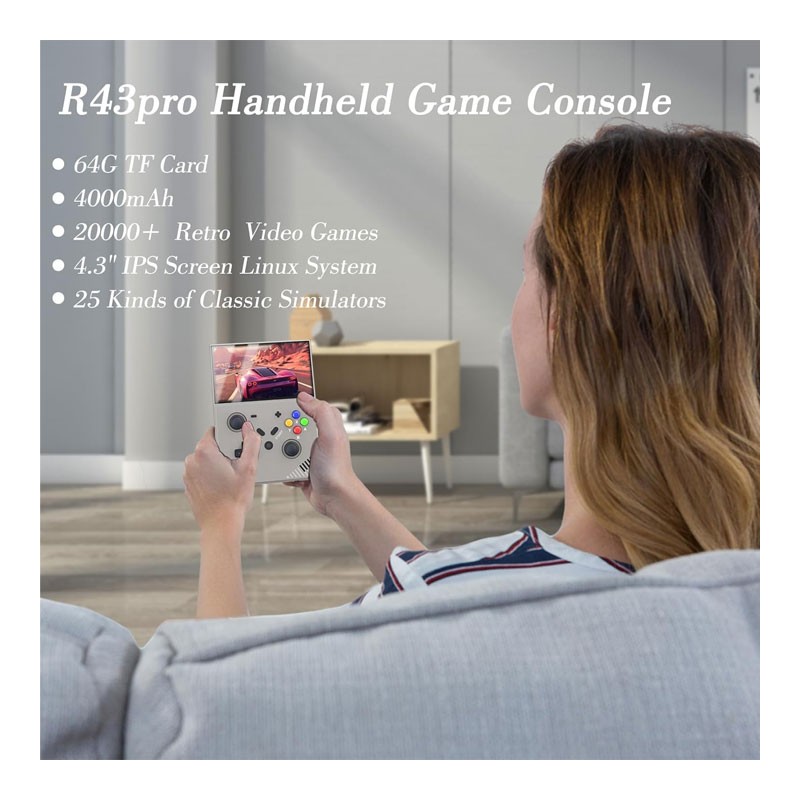 Retro Handheld Game Console 4.3 Inch IPS Screen Linux OS Built in 64G TF Retro Video Games Consoles Portable Pocket Video Player With 5500 Plus Games-35294