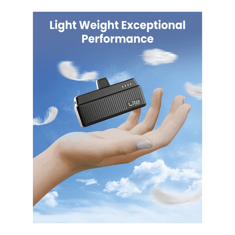 Moxedo Lite Mini Pocket Power Bank 20W Fast Charging Power Delivery With Lightning Connector, 5000mAh Power Bank With Foldable Phone Stand, MX-CPB030-32957
