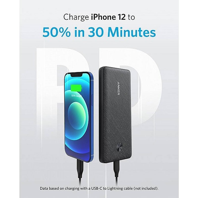 Anker PowerCore 3 Sense 10K, 20W Power Delivery, 10000mAh, PowerIQ And Voltage Boost Technology, MultiProtect Safety System, Universal Compatibility, Power Bank, Blue, A1248H31-20869