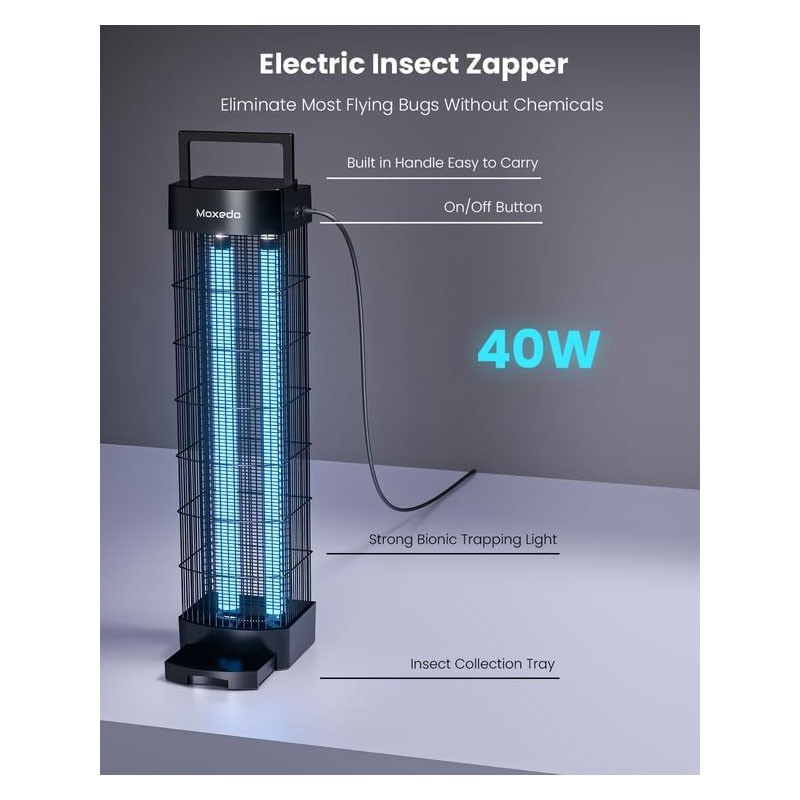 Moxedo, Bug Zapper, Powerful Mosquito Killer, 40W Electric Insects Zapper With Dual UV Light-28153