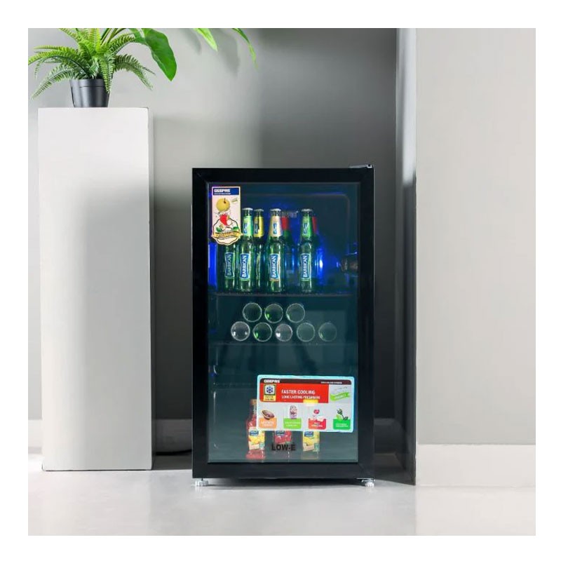 Geepas, Quick Cooling With Low E Glass Door, Low Noise And Low Voltage Consumption, 120L Showcase Chiller, GSC1223-33938