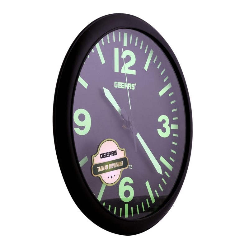 Geepas, Silent Non Ticking, Arabic Numeral Clock, Round Decorative Wall Clock, 3D Silver Dial Wall Clock, GWC4814-31170