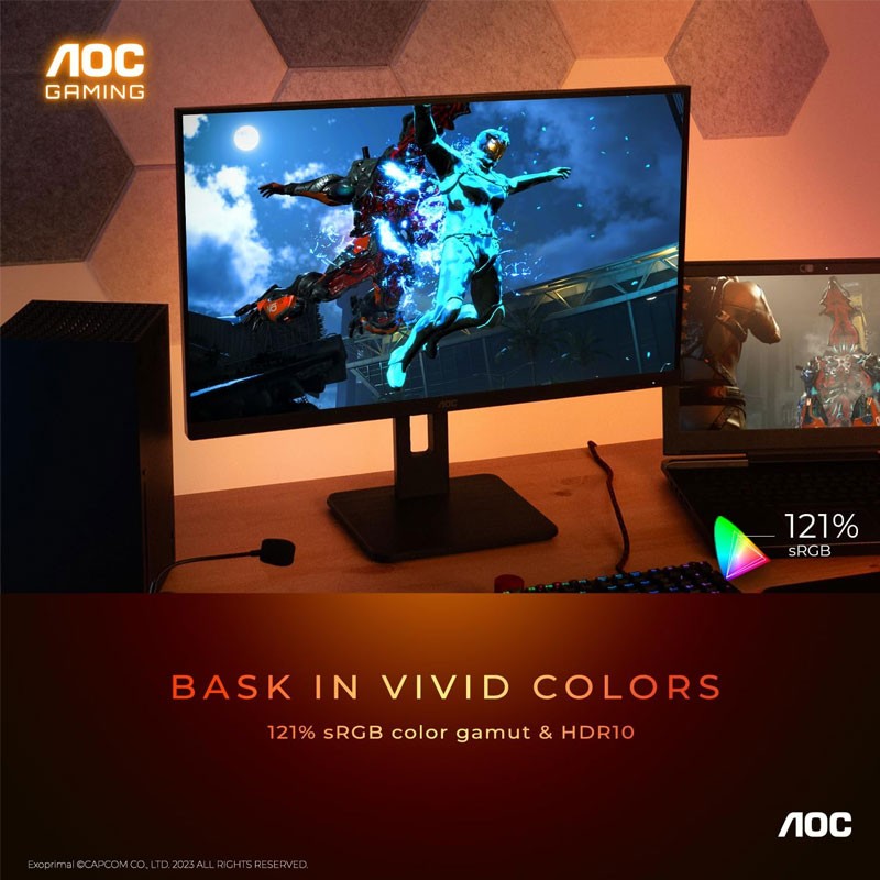 AOC, Pivot And Height Adjustable, Console Gaming Ready, AMD FreeSync, HDR10, 180Hz 1ms, HDMI 2.0, Display Port, Full HD 27 inch Gaming Monitor, 27G15N-28028