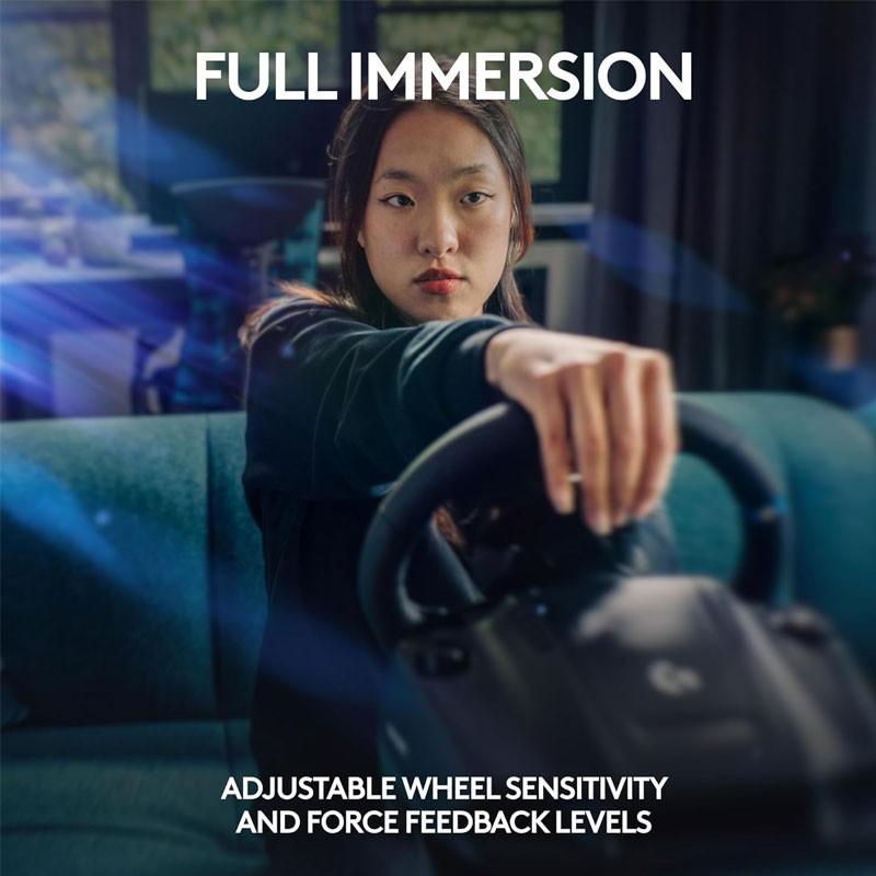 Logitech G923, Responsive Driving Design, Dual Clutch Launch Control, Genuine Leather Steering Wheel Cover, Gaming Racing Wheel And Pedals For PS4 And PS5-27982