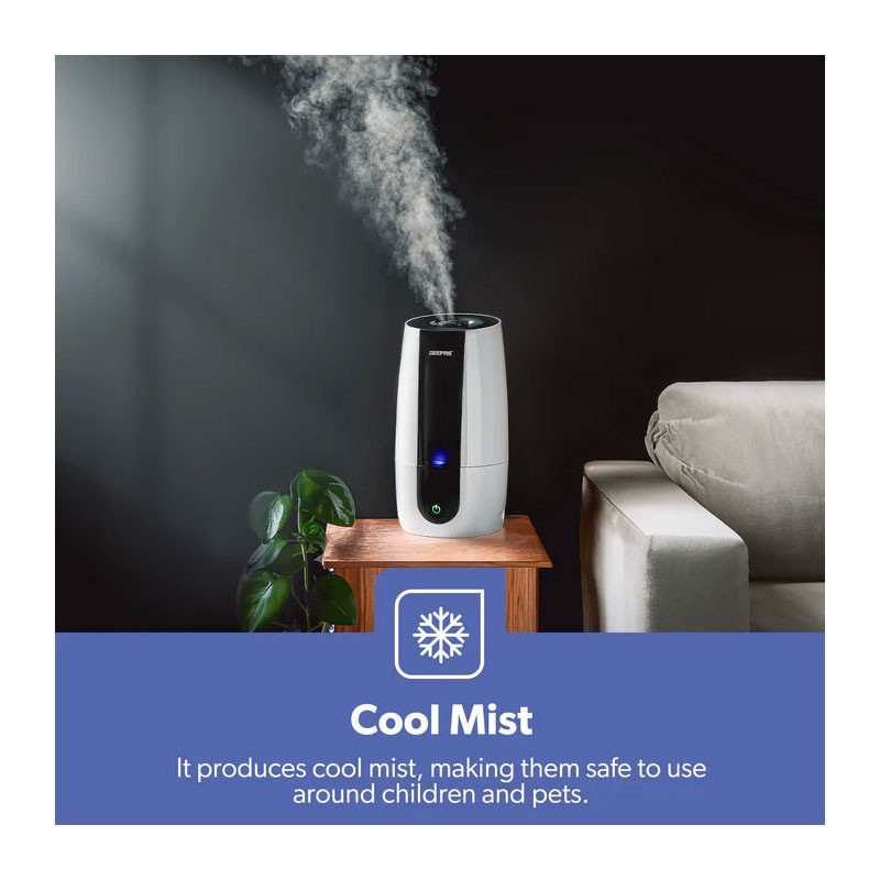 Geepas, 360 Degree Rotatable Nozzle, Automatic Shut Off, 2.6L Ultrasonic 2 Speed Cool Mist Humidifier, GUH63072UK-31093