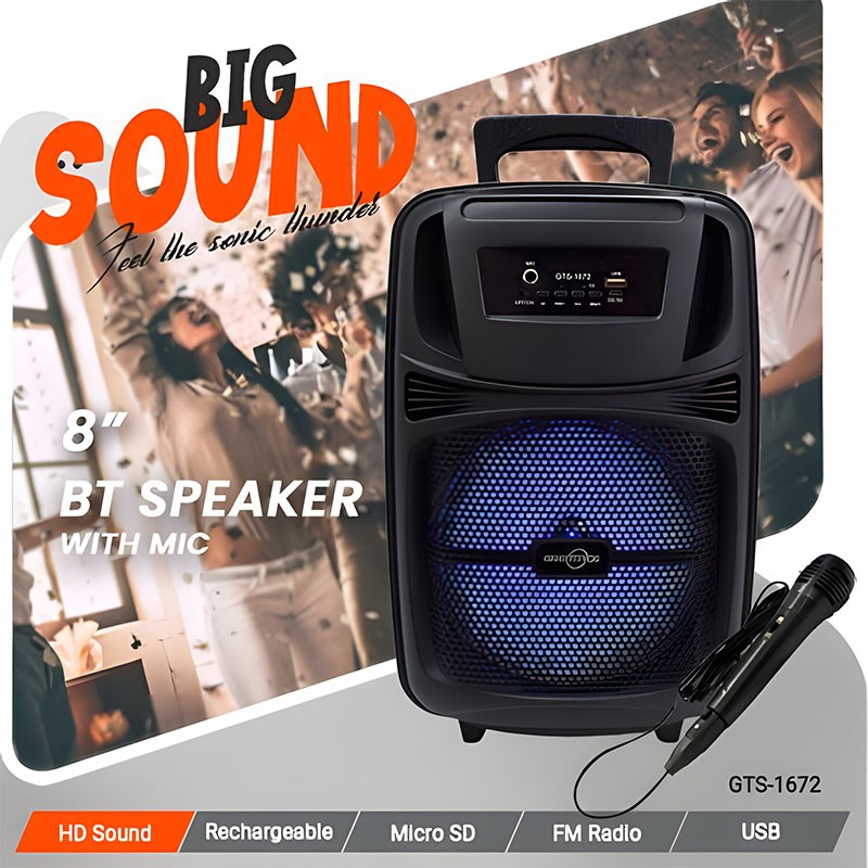 Greatnice GTS-1672 BT Speaker With Mic, 8 Inch-3476