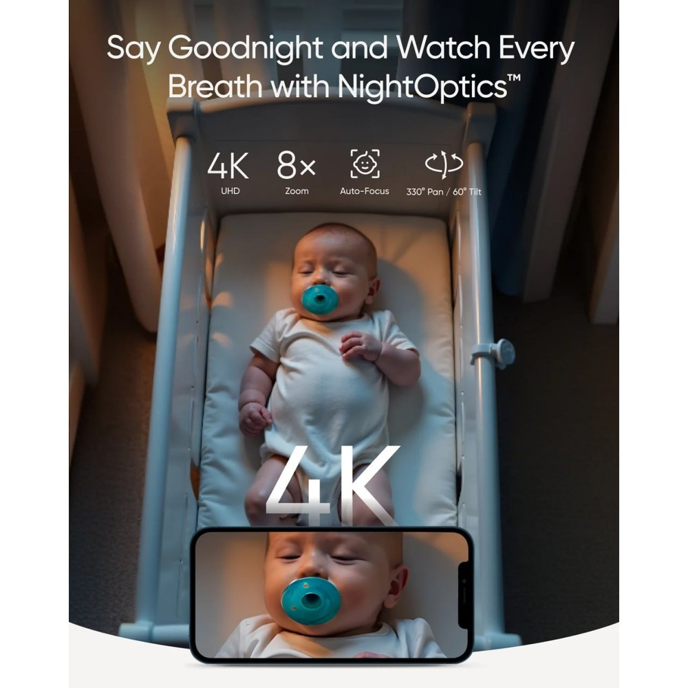 Anker eufy Baby Monitor E21, 1080p HD Video, Night Vision, Two Way Audio, White, E21-38656