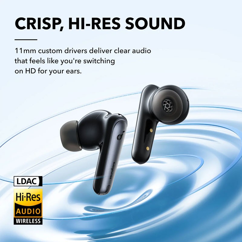 Anker Soundcore Liberty 4 NC, Noise Reduction, 49dB Adaptive Noise Cancelling, Hi Resolution Sound, LDAC Support, 50H Battery, Wireless Charging, Fast Charge, Wireless Earbuds, Black, A3947H11-21583