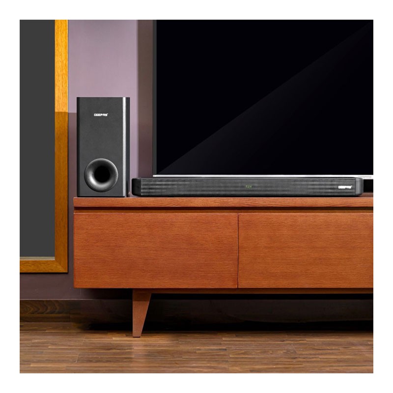 Geepas, USB, AUX, Bluetooth, HDMI, Sound Bar System With Wireless Subwoofer, Connect To TV, Mobile, Laptop And More, Remote Control And LED Display, Wireless Bluetooth Sound Bar, GMS11173-33772