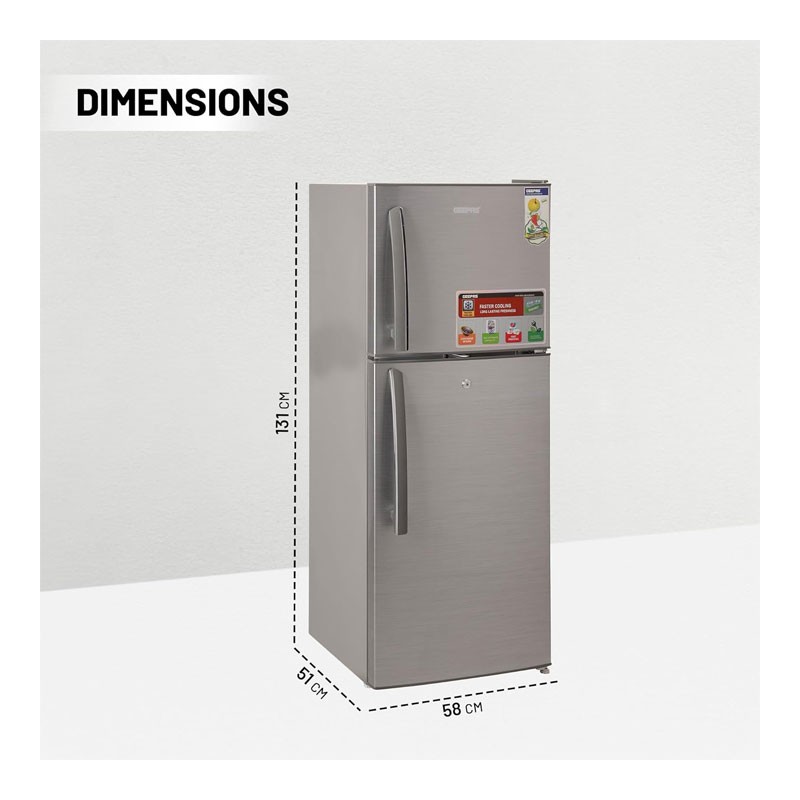 Geepas, Free Standing Durable Double Door Refrigerator, Quick Cooling And Longlasting Freshness, Low Noise, Low Energy Consumption, Defrost Refrigerator, Double Door Refrigerator, GRF2209SXE-33900