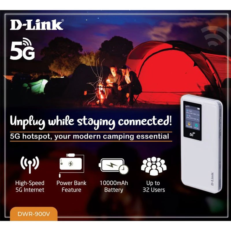 D Link AX1800 Wireless Mobile 5G Router Device, DWR-900V-28090