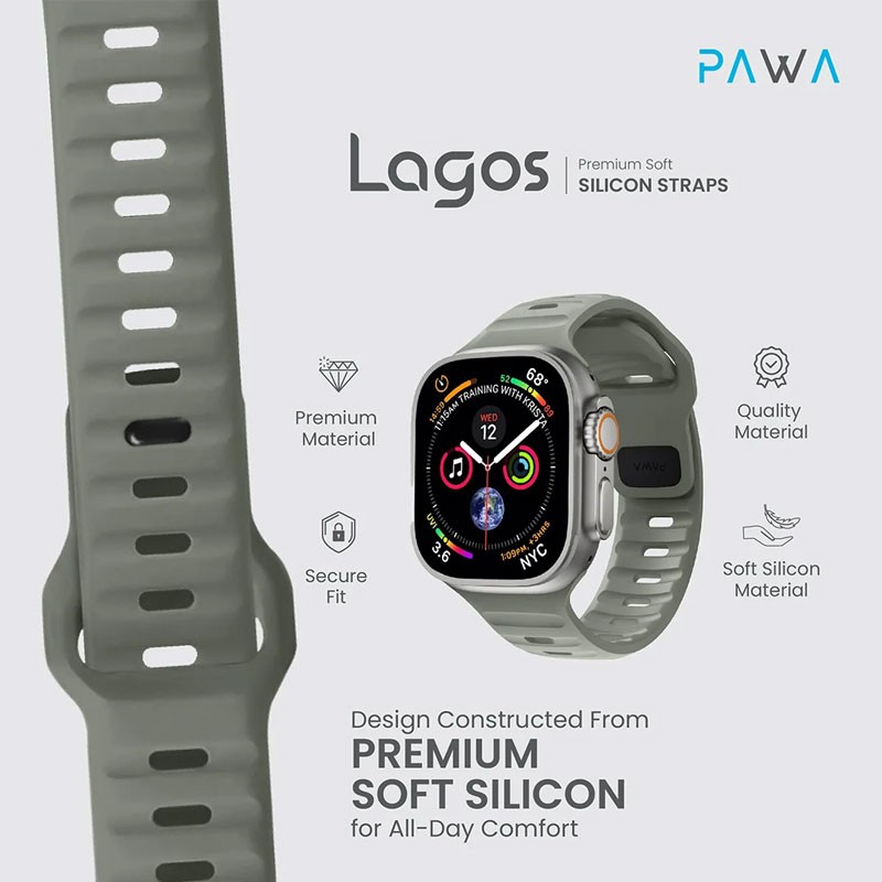 Pawa Lagos Water And Sweat Resistant Premium Soft Silicon Straps, Coastal Green-19216