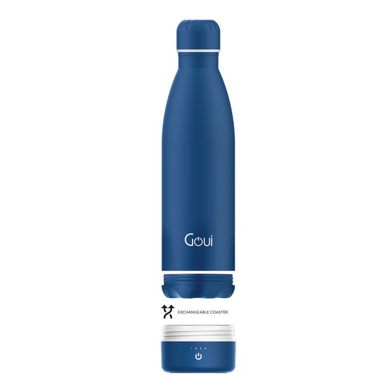 Goui Loch, Hot And Cold Thermal Insulation Bottle, 420ml Capacity, Double Insulated Stainless Steel Water Bottle With Built In 6000mAh Power Bank And 5W Wireless Charger, Blue-29879