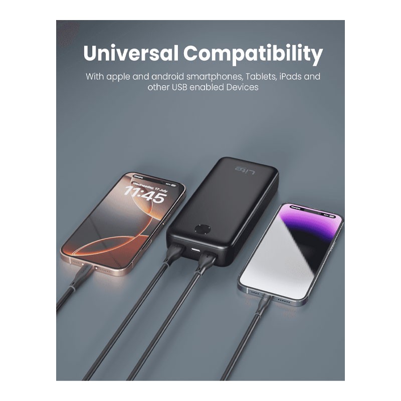 Moxedo Lite 20,000 mAh Fast Charging With 2 USB A Ports And 1 USB C Input Output Port, Power Bank, MX-PB012-33011