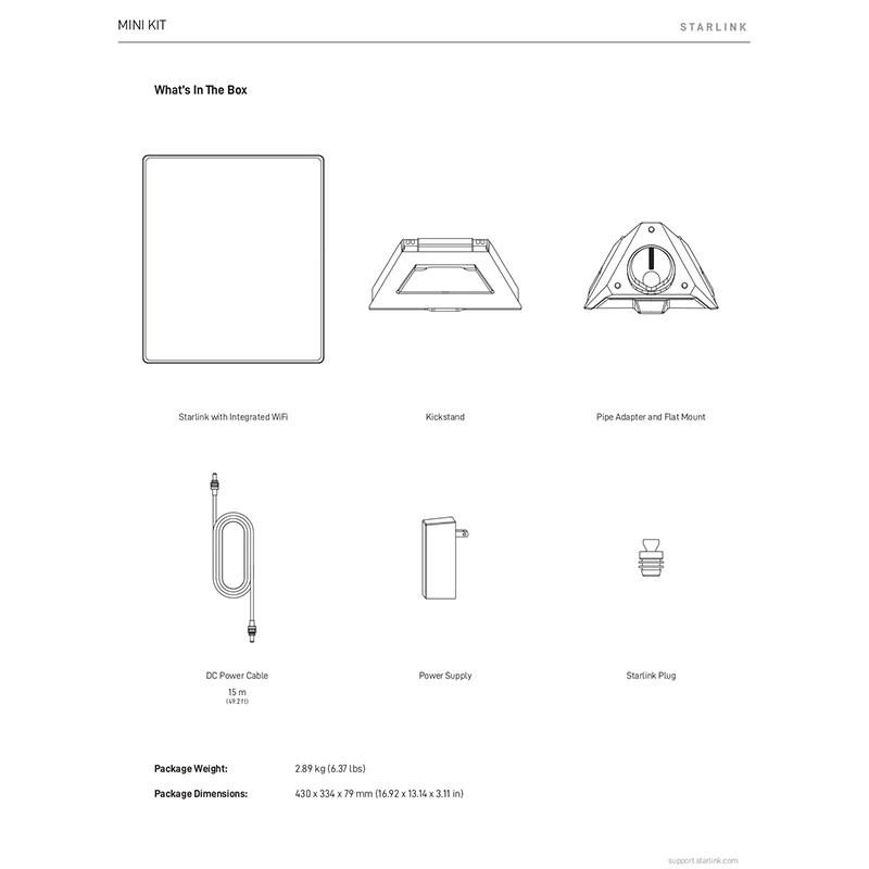 Starlink Mini Kit Compact Portable Satellite Internet System-36180