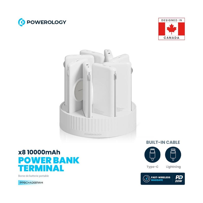Powerology 8in1 Station 10000mAh PD 120W QC Wireless Power, Bank-35771