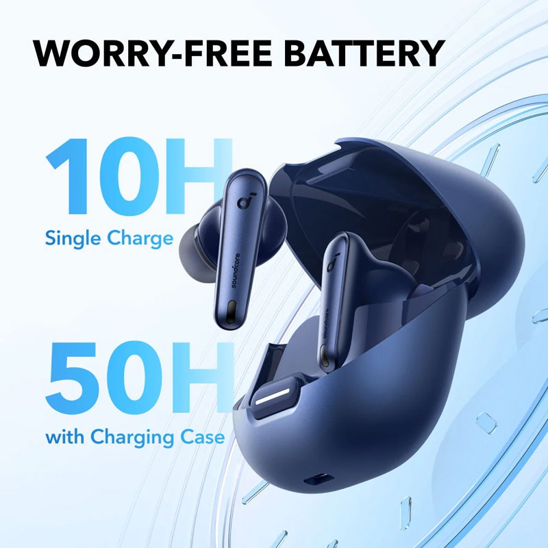 Anker Soundcore Liberty 4 NC, Noise Reduction, 49dB Adaptive Noise Cancelling, Hi Resolution Sound, LDAC Support, 50H Battery, Wireless Charging, Fast Charge, Wireless Earbuds, Navy Blue, A3947H31-21607