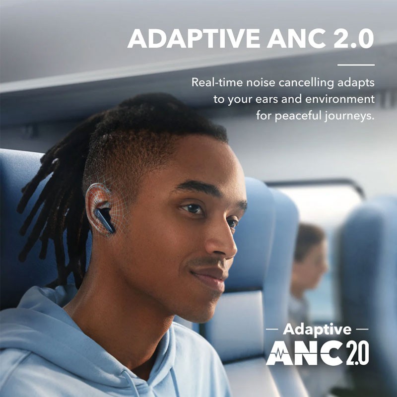 Anker Soundcore Liberty 4 NC, Noise Reduction, 49dB Adaptive Noise Cancelling, Hi Resolution Sound, LDAC Support, 50H Battery, Wireless Charging, Fast Charge, Wireless Earbuds, Navy Blue, A3947H31-21605