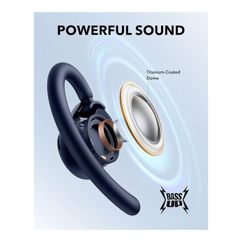 Anker Soundcore V20i, Adjustable Ear Hooks, Ultra Comfort, Snug Fit, Powerful Sound, Clear Calls, IP55, LED Lights, 36H Playtime, Multipoint Connection, Wireless Bluetooth Earbuds, Blue, A3876H31-29105