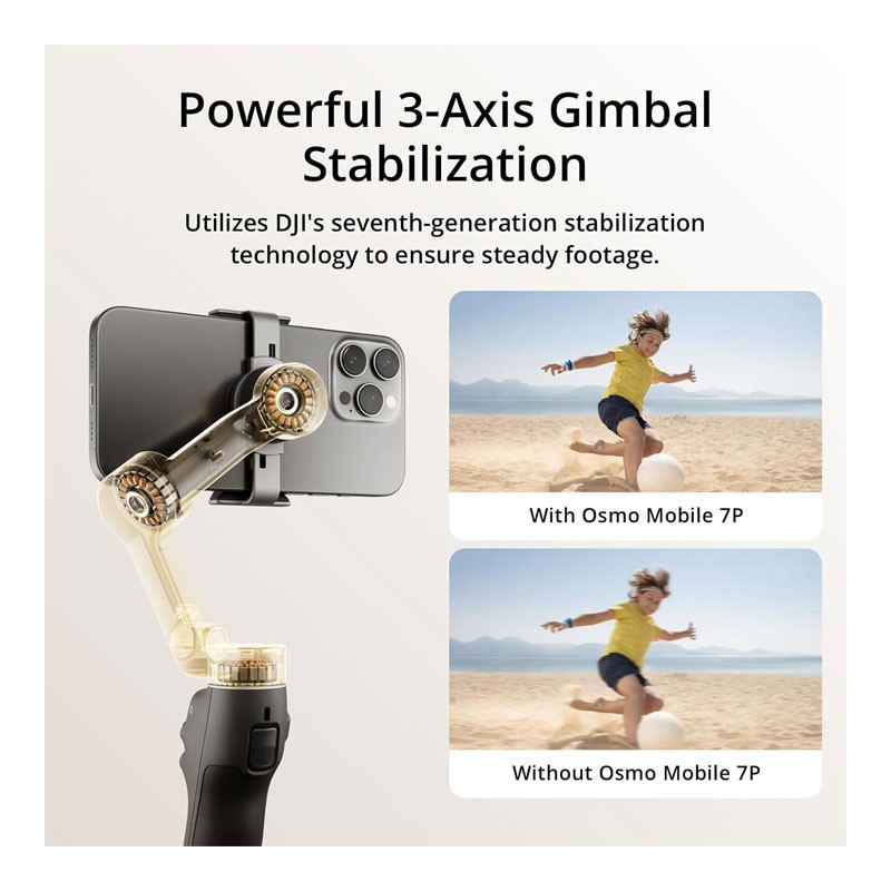 Dji Osmo Mobile 7P, Native Tracking, Lighting, 3 Axis Phone Gimbal, One Tap Edit, Built In Extension Rod And Tripod, Phone Charging, Vlogging Stabilizer YouTube Video, Gimbal Stabilizer For Smartphones-34150