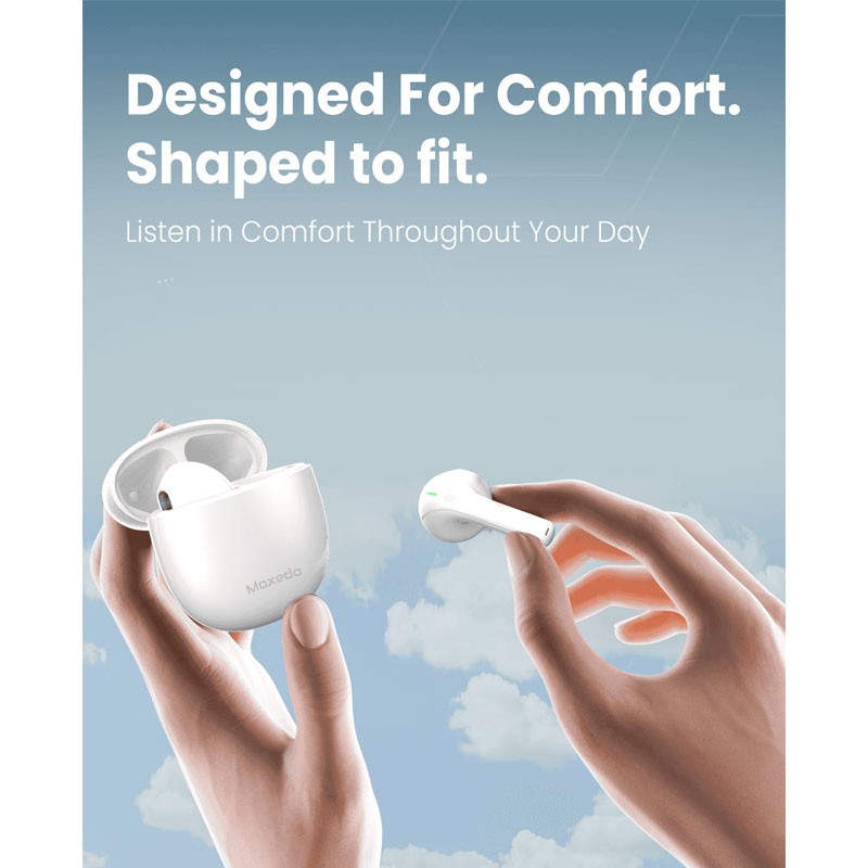 Moxedo True Wireless Earbuds S6, Bluetooth 5.3, 7 Hours Playing Time, 300mAh Charging Case, Touch Control, One Step Pairing, White, MX-TWS015-WH-28573