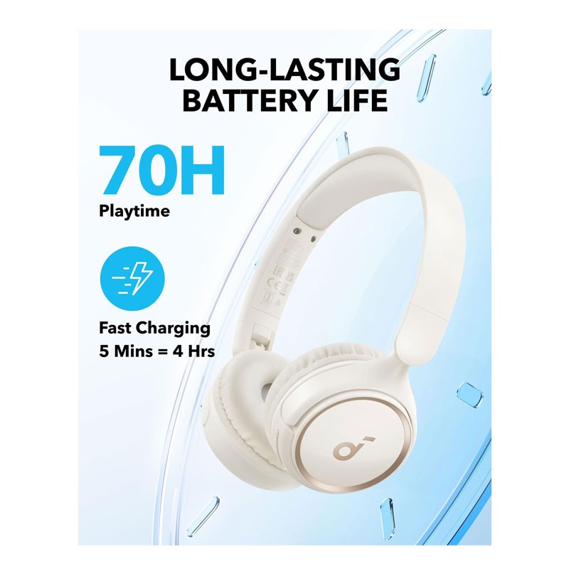 Anker Soundcore H30i, 40mm Pure Bass Drivers, 70 Hrs Battery, Foldable Design, App Connectivity, Dual connection, Wireless Bluetooth OnEar Headphone, Black, A3012H21-29072