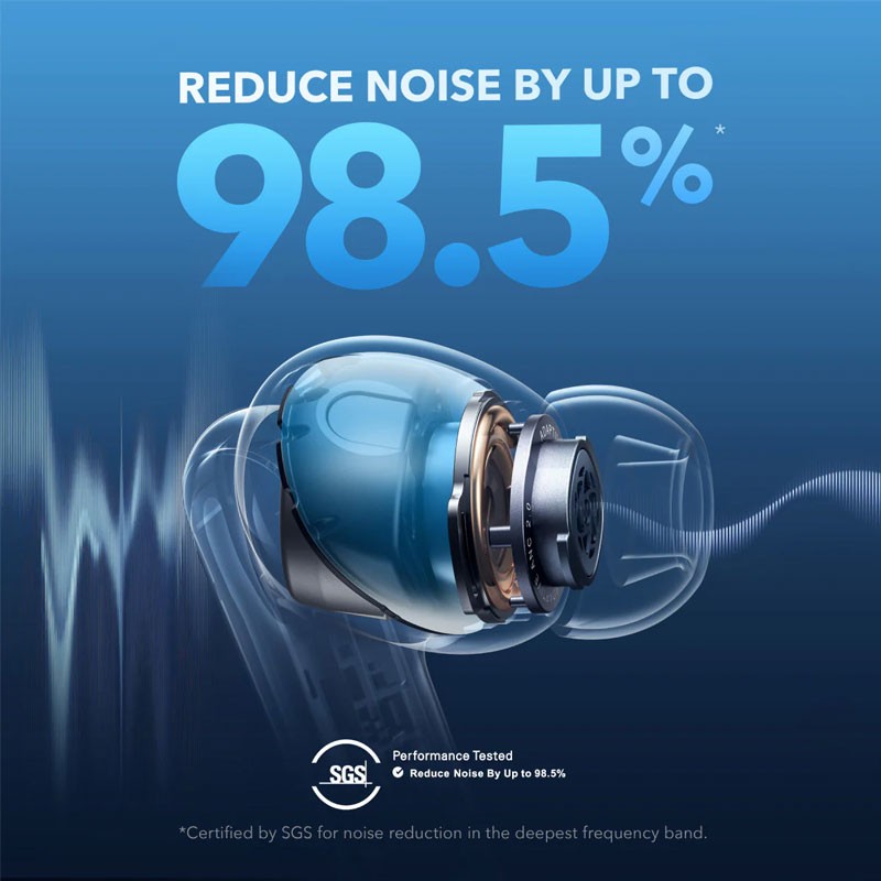 Anker Soundcore Liberty 4 NC, Noise Reduction, 49dB Adaptive Noise Cancelling, Hi Resolution Sound, LDAC Support, 50H Battery, Wireless Charging, Fast Charge, Wireless Earbuds, Black, A3947H11-21581