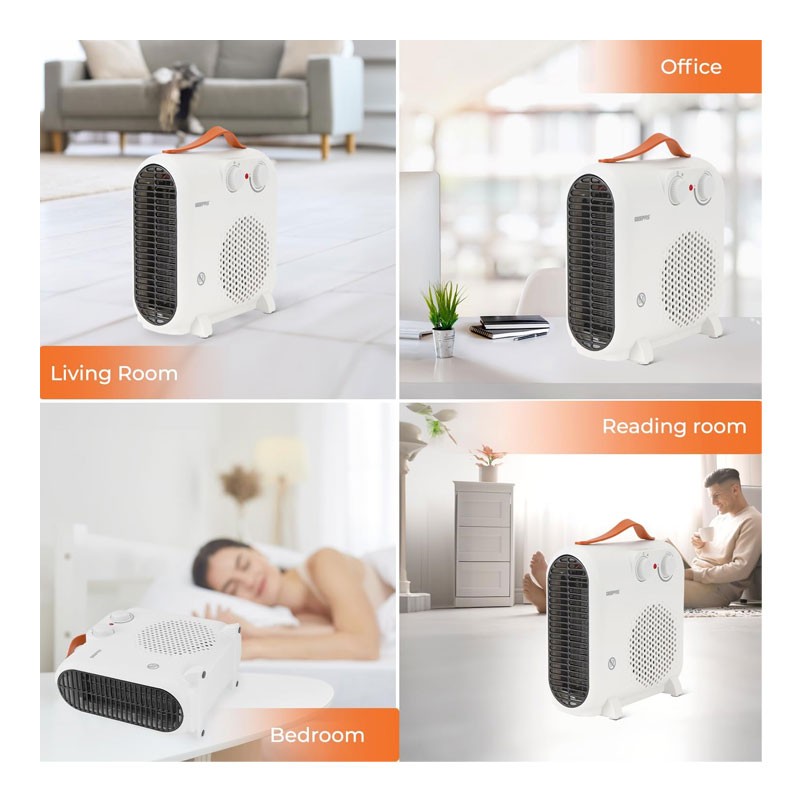 Geepas, Fan With 3 Modes, Cool, Warm, Hot, 2 Powers, 1000W And 2000W, Safety Fuse, 2000W Fan Heater With Adjustable Thermostat, GFH28547-29665