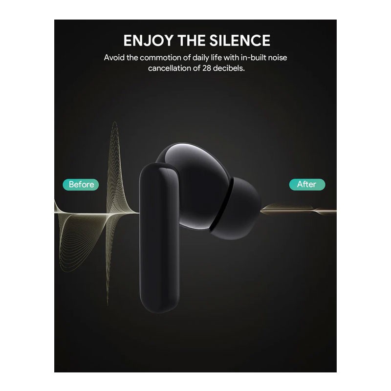Aukey, IPX5 Waterproof, Up To 6 Hours Battery Life, 10mm Driver, Heavy Bass, TWS True Wireless Bluetooth Earbuds With ANC Active Noise Cancellation, Black, EP-M1NC-29776