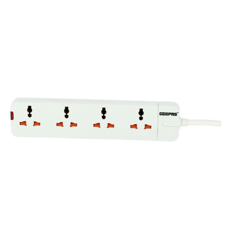 Geepas, Extension Strip With Led Indicators, Extra Long Cord With Over Current Protected, Child Safe, 13A 4 Way Extension Socket, GES58012-29565