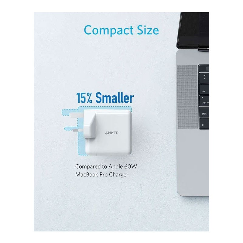 Anker PowerPort Atom 3, 2 Ports, 60 Watts Dual Port Fast Charging Adaptor, White, A2322-31835