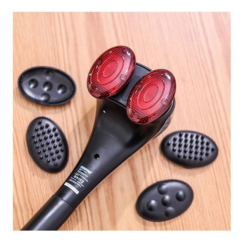 Geepas, 3 Customized Modes, 3 Different Massage Heads For Knotty Muscles And Spasms Relief, Double Head Massager With An Ergonomic Non Slip Grip And 3 Pair Heads, GM86044-33606