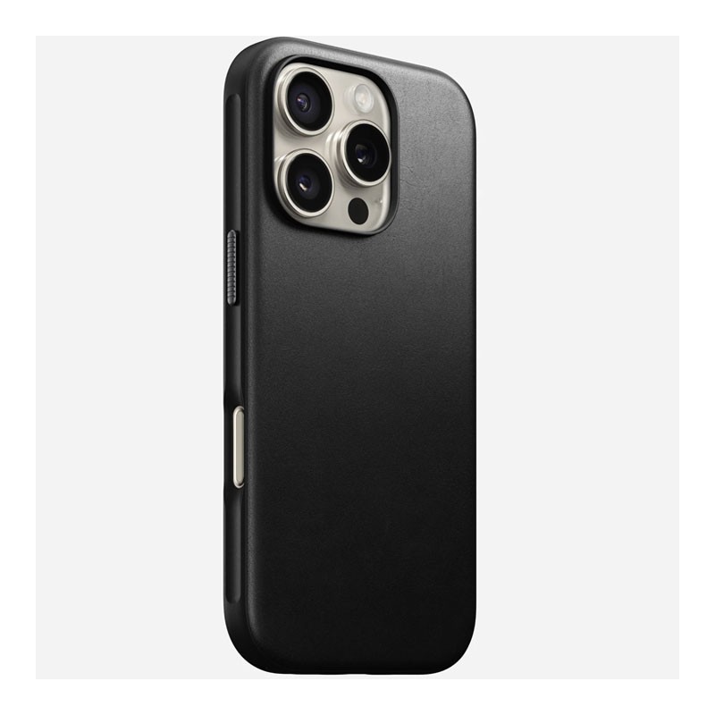 Nomad Modern Leather Case, 8ft Drop Protection, MagSafe And Wireless Charging Compatible, Protective Phone Leather Case For iPhone 16 Pro Max, BLack-34292