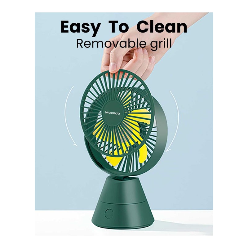 Moxedo Mini Portable Fan Desktop 5 Blade 3 Speed USB Rechargeable Battery With Fragrance Pad, Green, MX-DF013-34088
