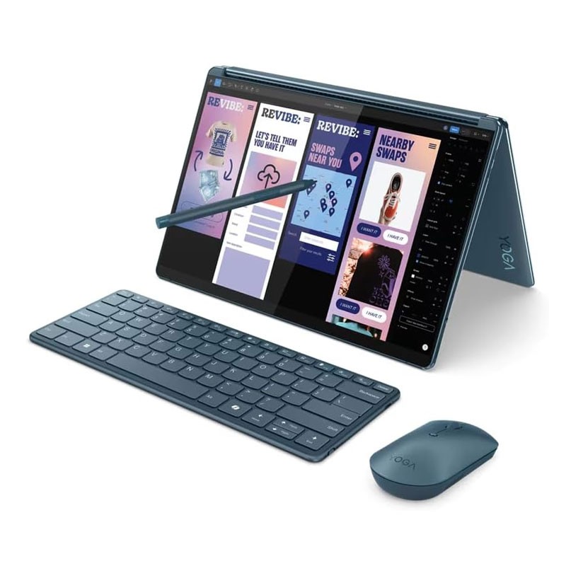 Lenovo Yoga Book 9 13IMU9, 83FF000KAX, Intel Core Ultra 7 155U, 16GB RAM, 1TB SSD, 5.0MP Camera, 2X13.3 Inch 2.8K OLED 60Hz Touch Display, Windows 11 Home, Tidal Teal, 2 In 1 Laptop-21306