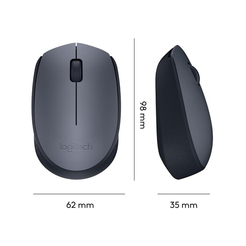 Logitech M170, 2.4 GHz Wireless Connection, 1000 Dpi, Wireless Mouse, Black And Gray-30146
