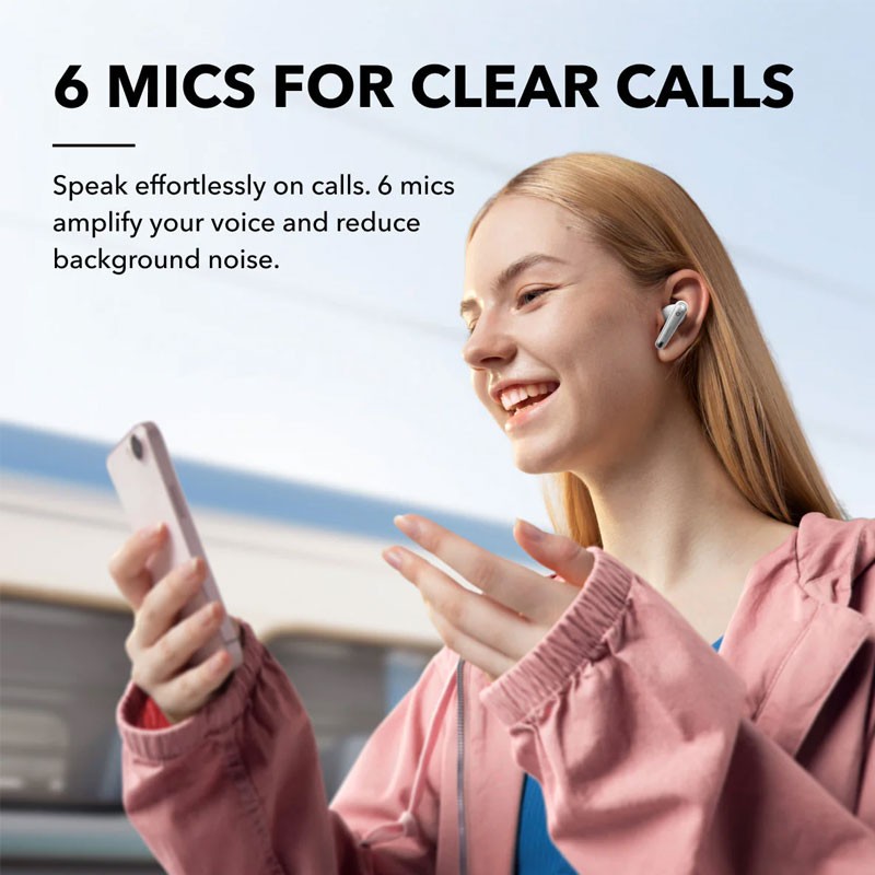 Anker Soundcore Liberty 4 NC, Noise Reduction, 49dB Adaptive Noise Cancelling, Hi Resolution Sound, LDAC Support, 50H Battery, Wireless Charging, Fast Charge, Wireless Earbuds, White, A3947H21-21589