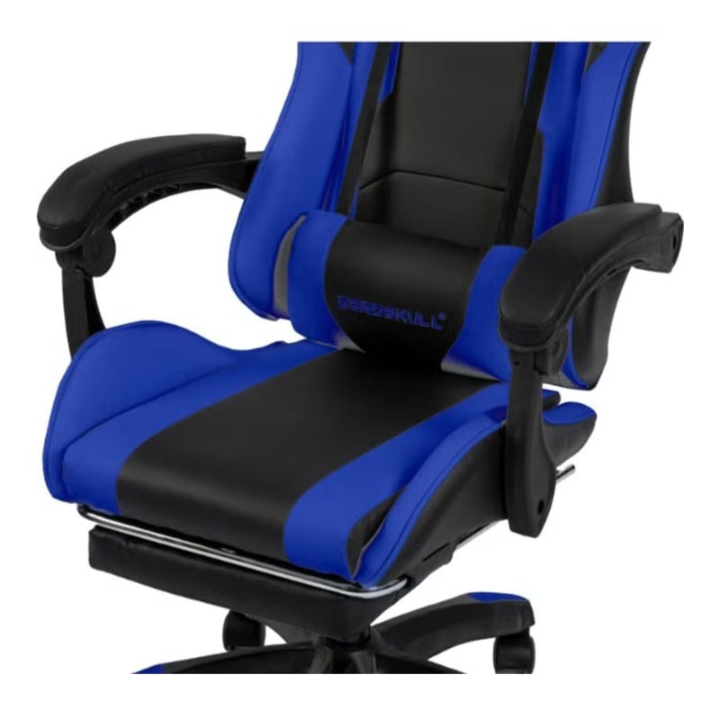 Deadskull, Computer Chair, Gaming Chair With Footrest And Headrest, Blue And Black-28838