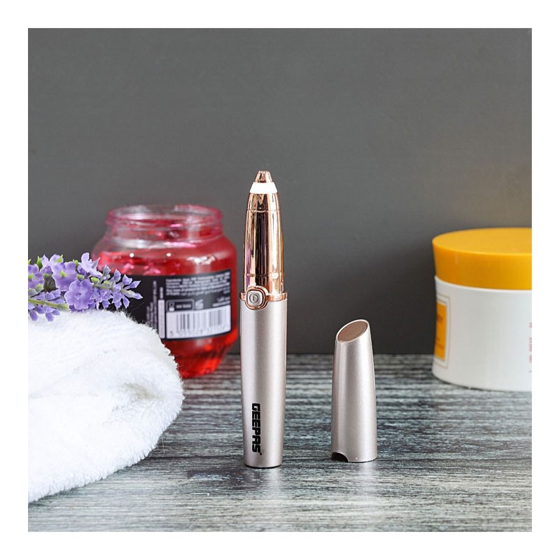 Geepas, Ergonomic Design With Precision Tip And Comfortable Grip, Equipped Built In Light Indicator, Rose Gold, Rechargeable Eyebrow Trimmer, GLS86040-33585
