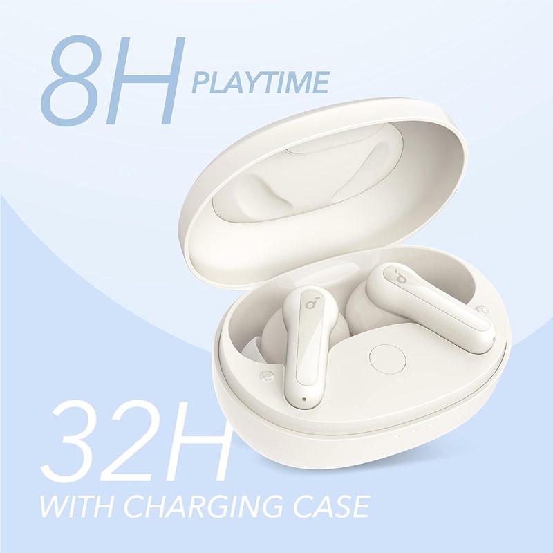 Anker Soundcore Life P2 Mini, 10mm Drivers For Big Bass, Custom EQ, 32H Playtime, Fast Charging, True Wireless Bluetooth Earbuds, White, A3944021-20720