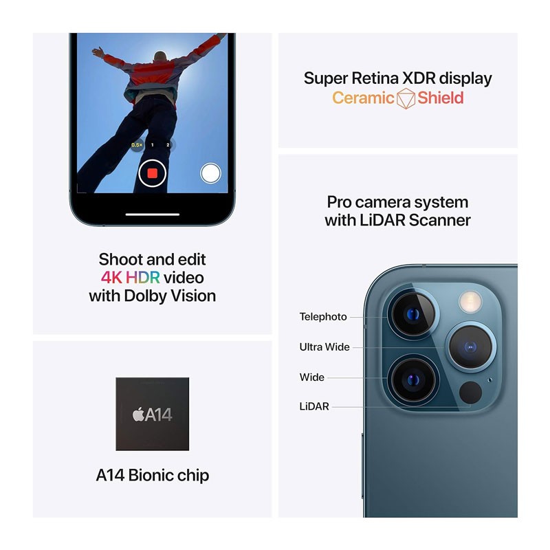 Apple IPhone 12 Pro Max, 256GB Storage, 12MP Camera, 4K Dolby Vision Video Recording, Super Retina XDR Display, A14 Bionic chip, IP68, Face ID, Dual SIM, IOS 6.7 Inch Smart Phone-29710