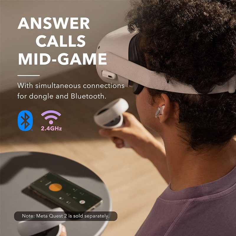 Anker Soundcore VR P10, Authorized Meta, Oculus Quest 2 Accessories, 30ms Low Latency, Dual Connection, USB C Dongle, PS4, PS5, PC, Switch Compatible, Bluetooth Wireless Gaming Earbuds, A3850H21-20972