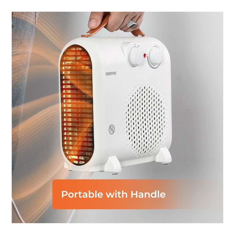 Geepas, Fan With 3 Modes, Cool, Warm, Hot, 2 Powers, 1000W And 2000W, Safety Fuse, 2000W Fan Heater With Adjustable Thermostat, GFH28547-29669